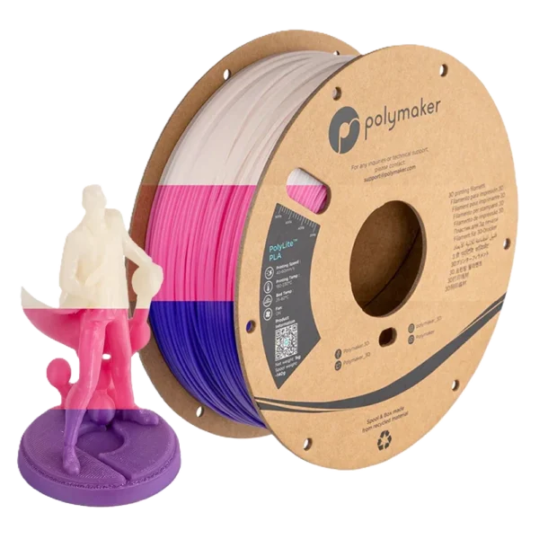PolyLite PLA Cambio Temperatura Morado a Rosado a Translúcido 1.75mm 1Kg