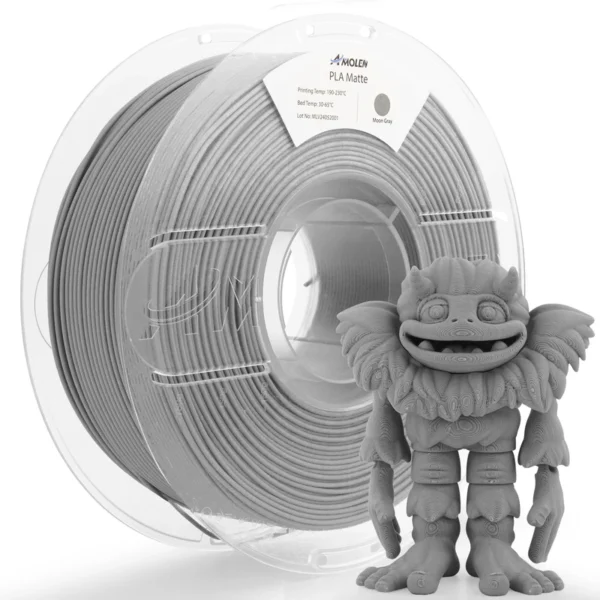 Amolen PLA Mate Básico Gris Luna 1.75mm 1Kg