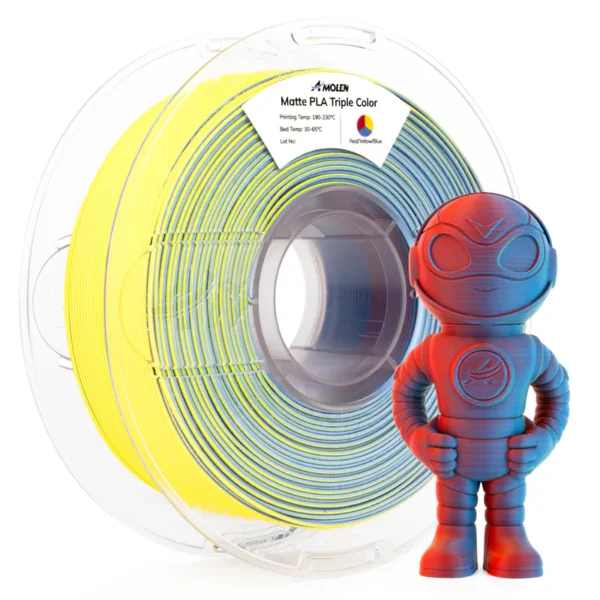 Amolen PLA Mate Tricolor Rojo Amarillo Azul 1.75mm 1Kg