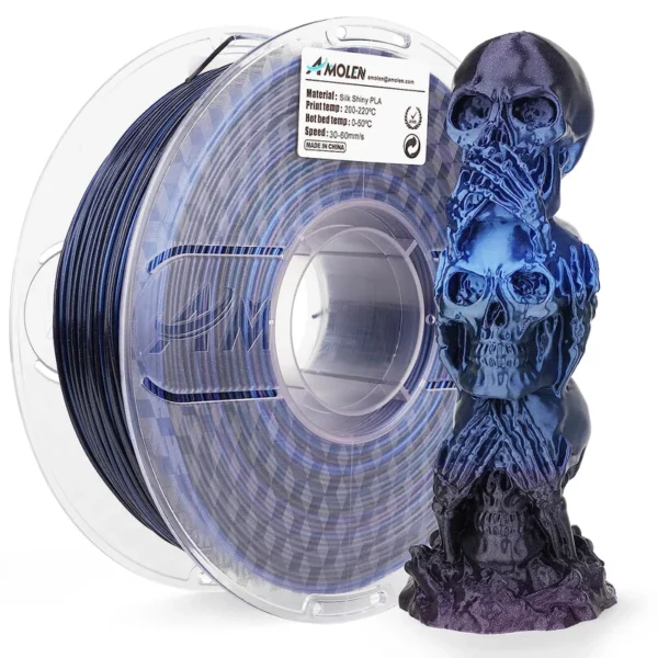 Amolen PLA Sedoso Brillante Gradiente Negro y Azul 1.75mm 1Kg