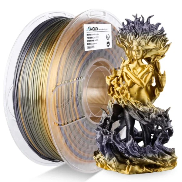Amolen PLA Sedoso Brillante Gradiente Oro y Morado 1.75mm 1Kg