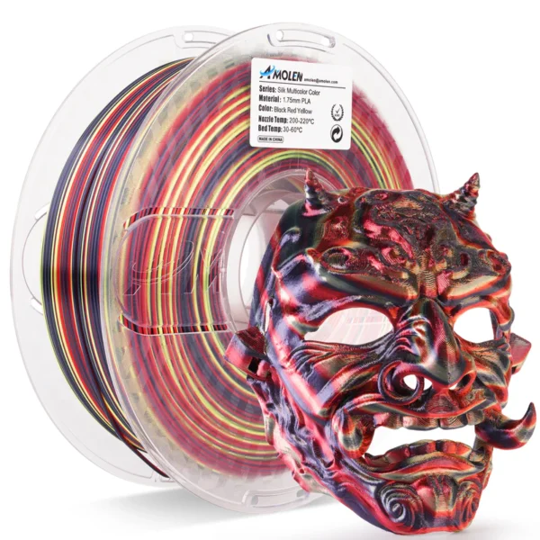 Amolen PLA Sedoso S-Series Negro Rojo Amarillo 1.75mm 1Kg