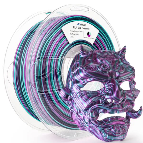 Amolen PLA Sedoso S-Series Negro Turquesa Fucsia 1.75mm 1Kg