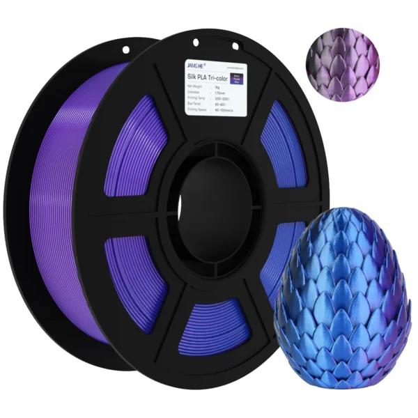 Jamg He PLA Sedoso Tricolor Negro Morado Azul 1.75mm 1Kg