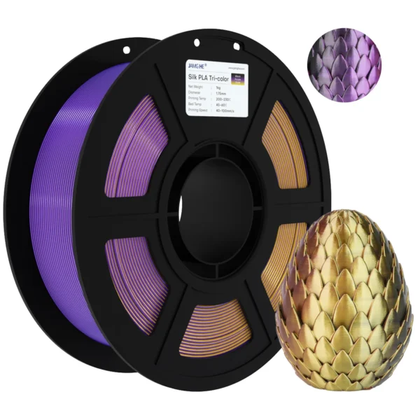 Jamg He PLA Sedoso Tricolor Negro Morado Oro 1.75mm 1Kg