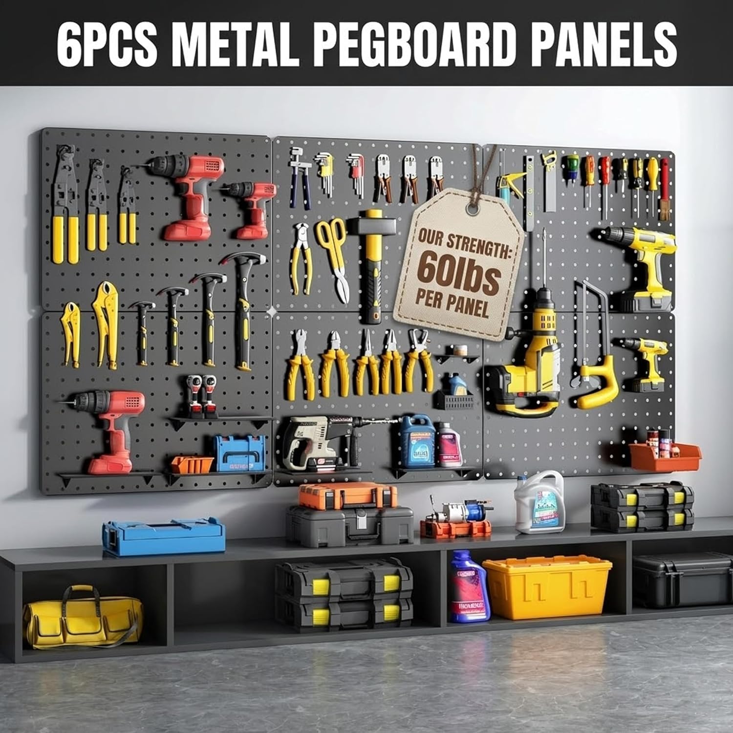 Krear 3D Kit de Tablero Pegboard Metálico con 112 Piezas1 Krear 3D Kit de Tablero Pegboard Metalico con 112 Piezas1