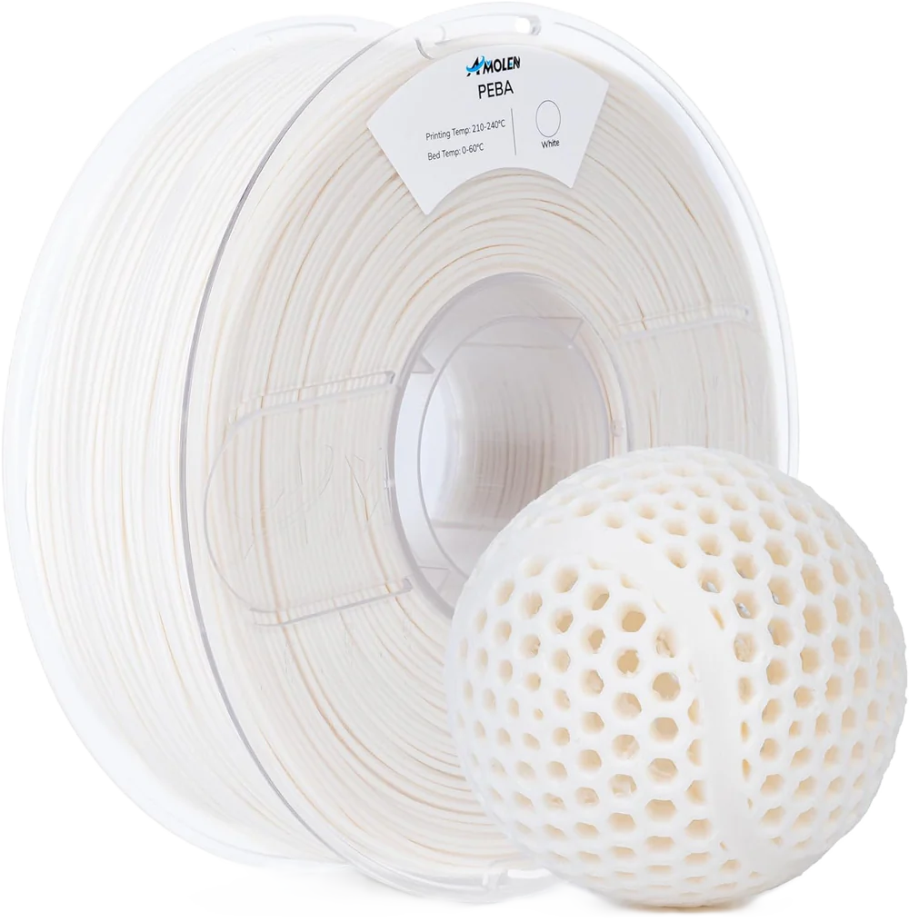 Amolen PEBA 90A Filamento Flexible Blanco 1.75mm 1KG Amolen PEBA 90A Filamento Flexible Blanco 1.75mm 1KG