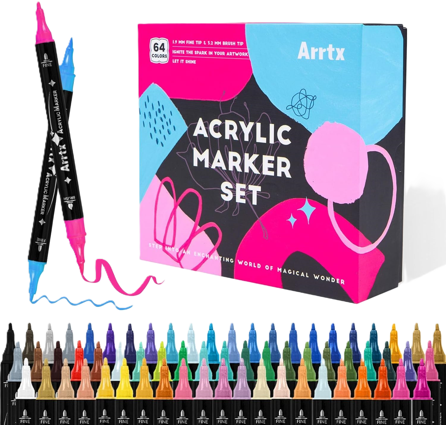 Marcadores Acrílicos de Doble Punta para Impresión 3D Krear 3D 64 Colores