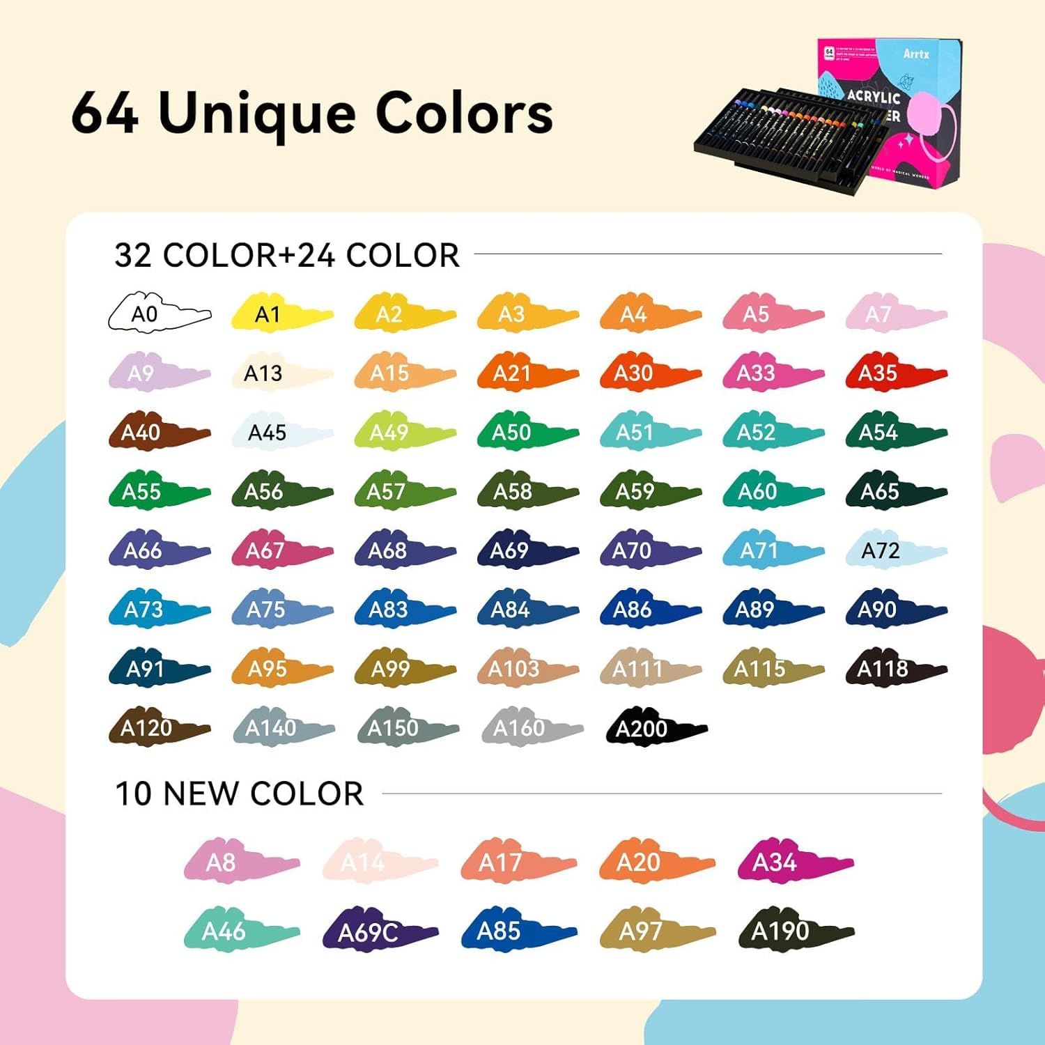 Marcadores Acrílicos de Doble Punta para Impresión 3D Krear 3D 64 Colores