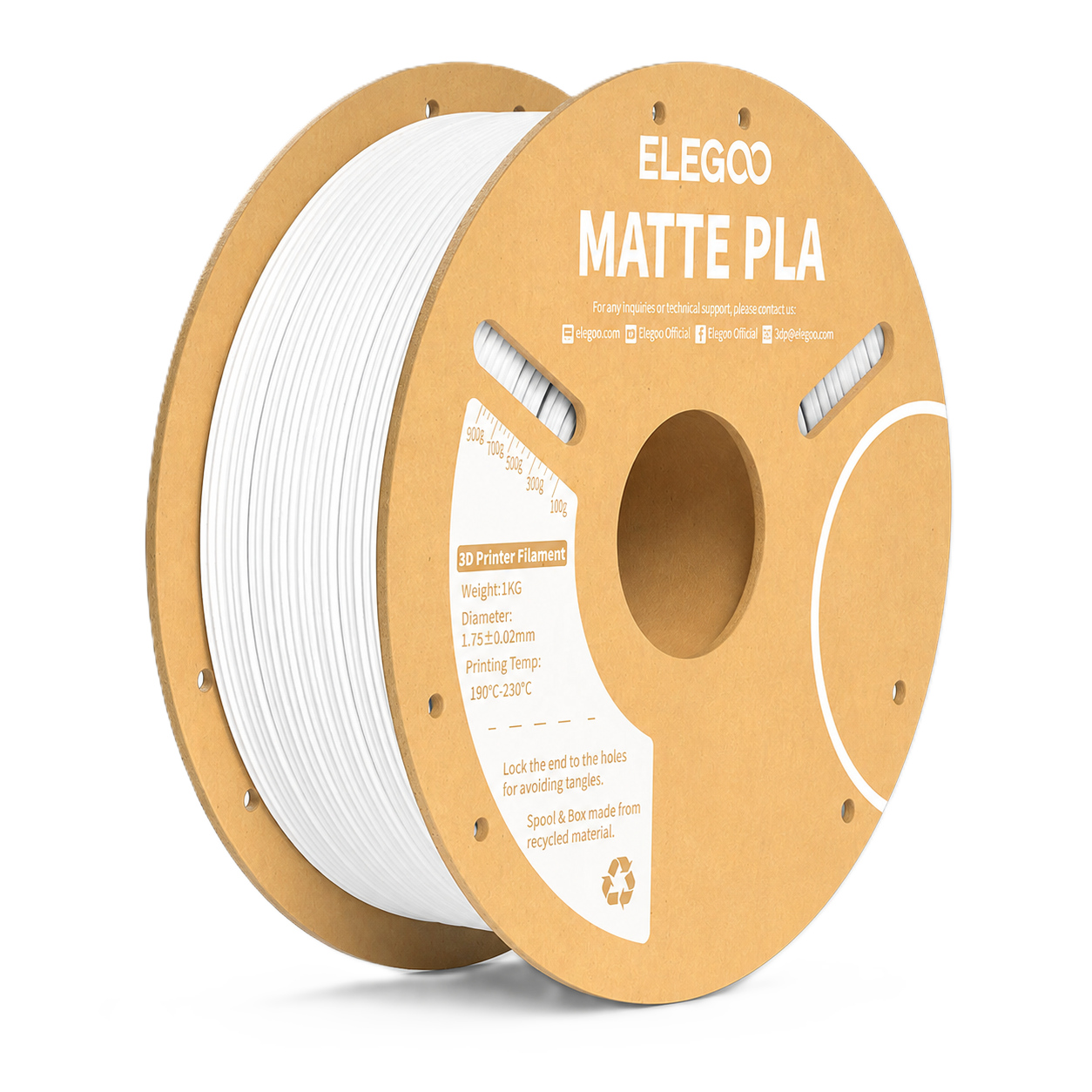 Elegoo PLA Mate Blanco 1.75mm 1Kg Elegoo PLA Mate Blanco 1.75mm 1Kg