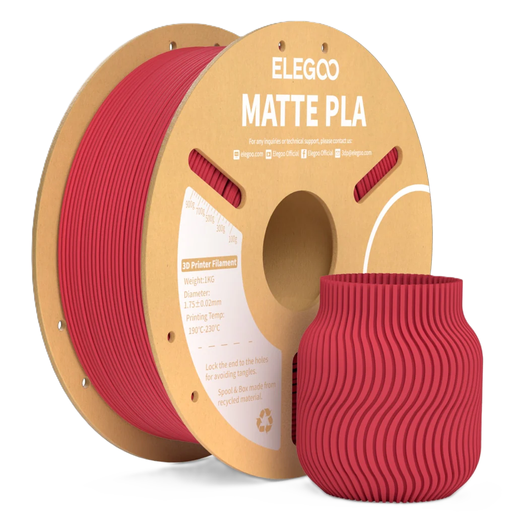 Elegoo PLA Mate Rojo Rubí 1.75mm 1Kg Elegoo PLA Mate Rojo Rubí 1.75mm 1Kg