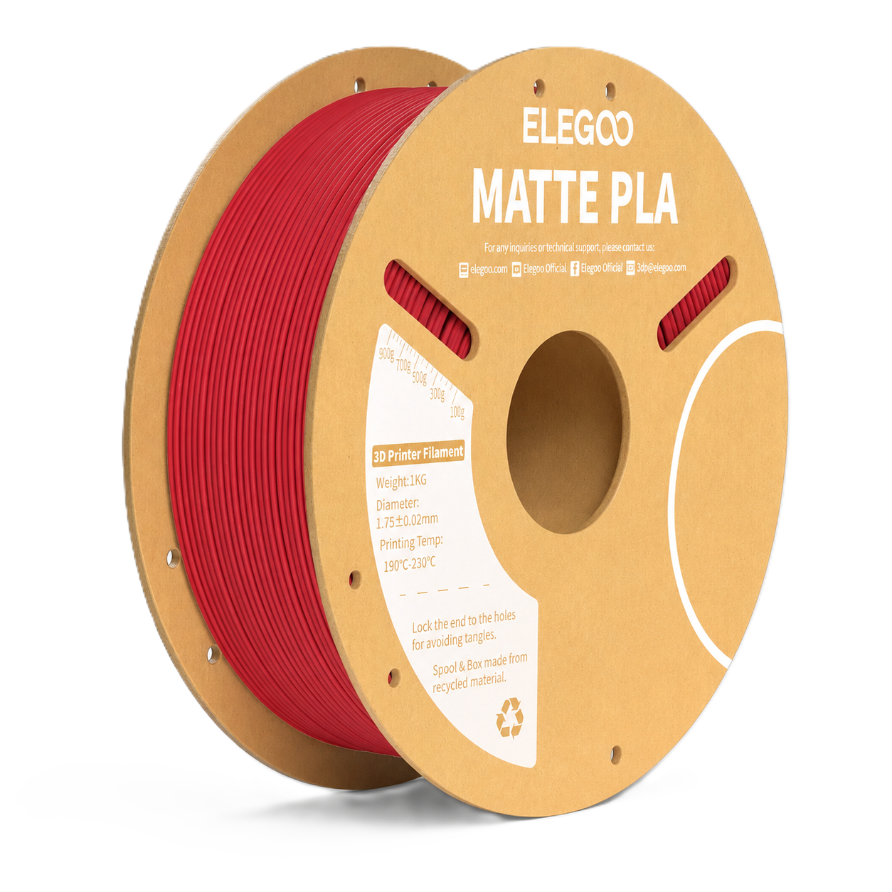 Elegoo PLA Mate Rojo Rubí 1.75mm 1Kg Elegoo PLA Mate Rojo Rubí 1.75mm 1Kg