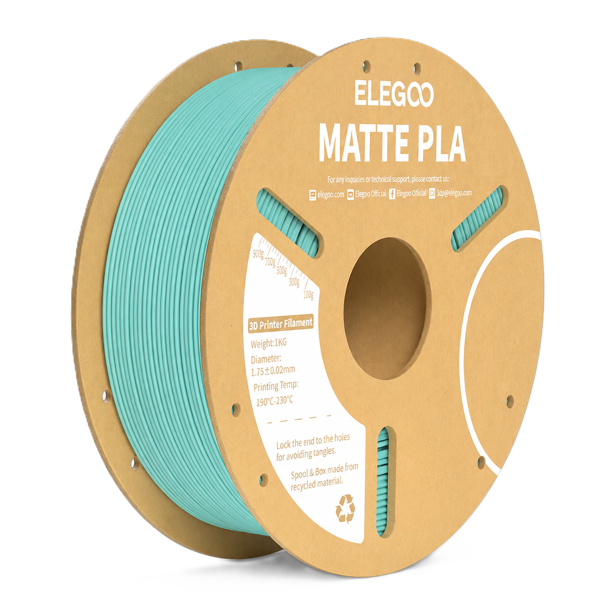 Elegoo PLA Mate Verde Azulado 1.75mm 1Kg Elegoo PLA Mate Verde Azulado 1.75mm 1Kg