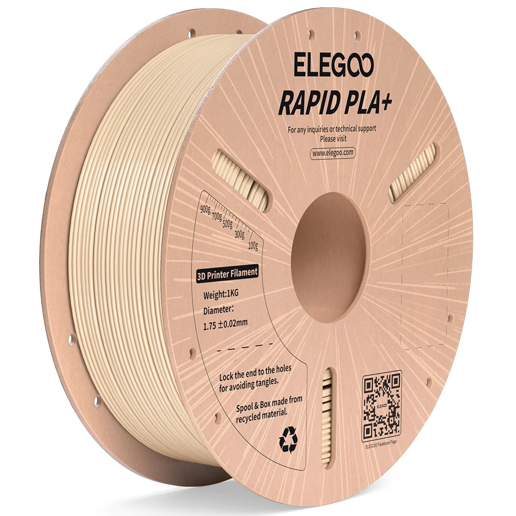 Elegoo RAPID PLA+ Beige 1.75mm 1Kg | Potente PLA de Alta Velocidad Elegoo RAPID PLA+ Beige 1.75mm 1Kg | Potente PLA de Alta Velocidad